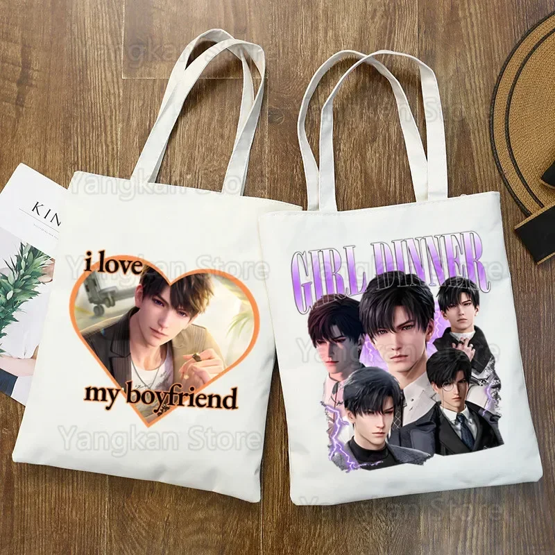 Love and Deepspace Sylus My Boyfriend Shopping Bag Cloth Shoulder Eco Handbag Tote Reusable Grocery Shopper Bags