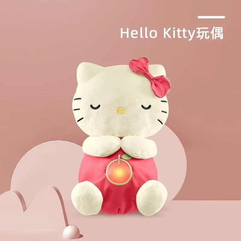 Sanrio Hello Kitty Baby Sleep Companion Sound Soothing Music Kawaii Plush Toy With Air Bag Breathing Light Doll Appease Toy Gift