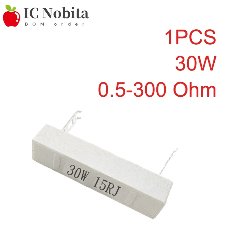 30W 5% Cement Ceramic Resistor Resistance 0.5-300R 1.2 2 2.5 3 4 5 6 8 10 12 15 20 22 25 30 47 50 82 100 120 150 180 200 220 Ohm