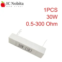 30W 5% Cement Ceramic Resistor Resistance 0.5-300R 1.2 2 2.5 3 4 5 6 8 10 12 15 20 22 25 30 47 50 82 100 120 150 180 200 220 Ohm