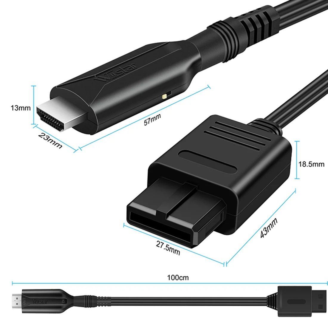 WIISTAR HD N64 to HDMI-Compatible Converter HD Link Cable for N64/GameCube/SNES Plug and Play 1080P HDMI-Compatible Converter