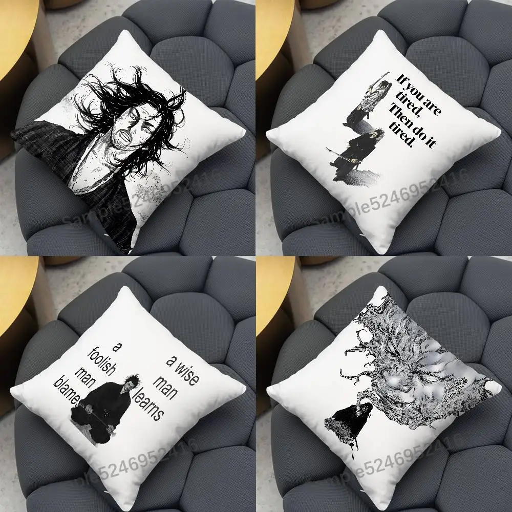 V-Vagabond Miyamoto Musashi Samurai Pillow Case Throw Pillow Cover Premium Polyester Blend Sofa/Bed/Car Decor Washable Covers