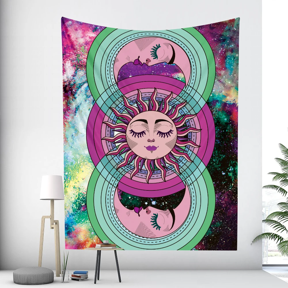 Viking Mystic Symbols Tarot Home Decor Tapestry Psychedelic Scenes Hippie Boho Wall Hanging Room Wall Decor Yoga Mat Sheets