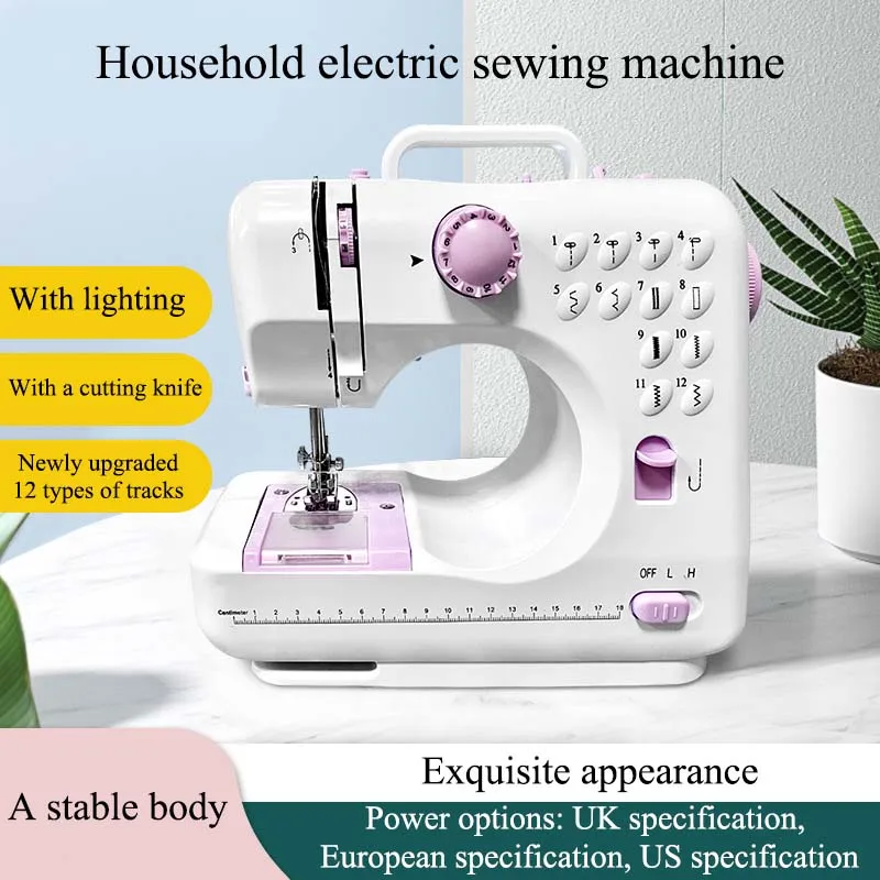 Portable Household Sewing Machine Fully Automatic Multifunctional Desktop Electric Sewing Machine ABS Metal Materials Power Tool