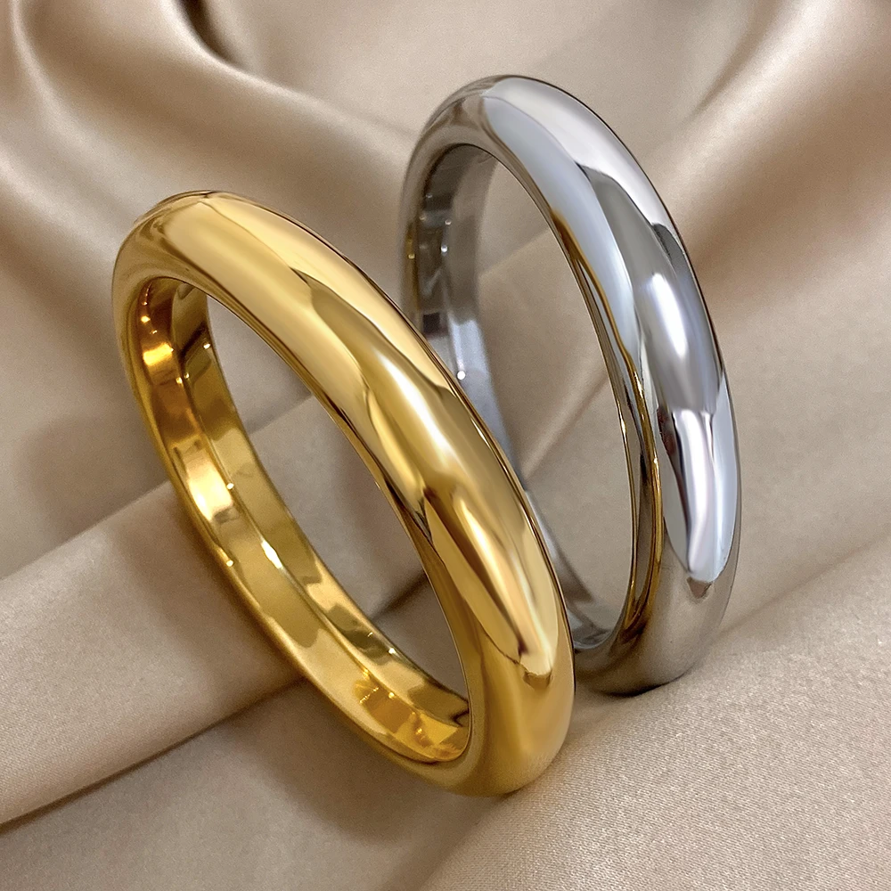 Simple Pearl Rhinestone Stainless Steel Wide Bracelet For Women Men Fashion Zircon Waterproof Couple Wrist Bangle Jewelry Gift #4