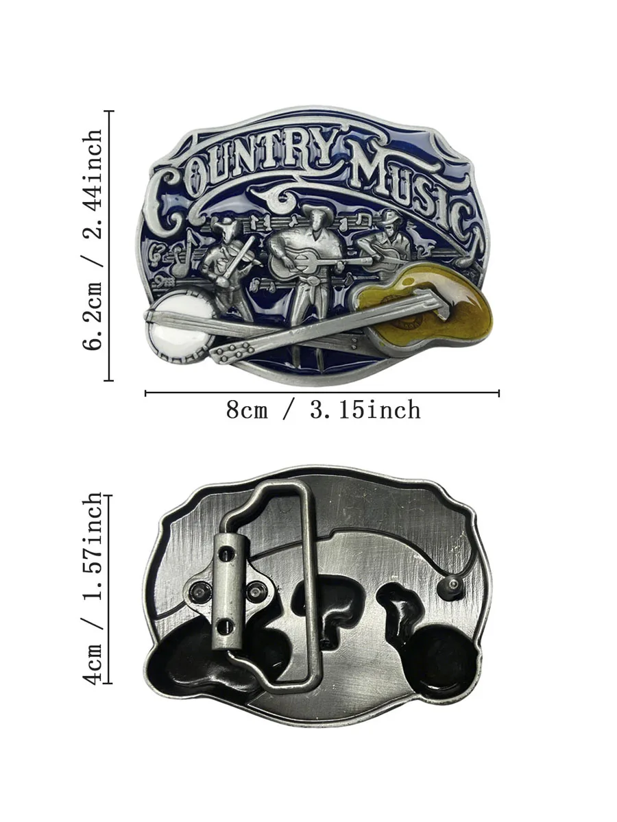 Country Music Western Cowboy Metal Belt Buckle Enamel Vintage Folk Music Guitar Belt Buckle For Men Accessories Dropshipping
