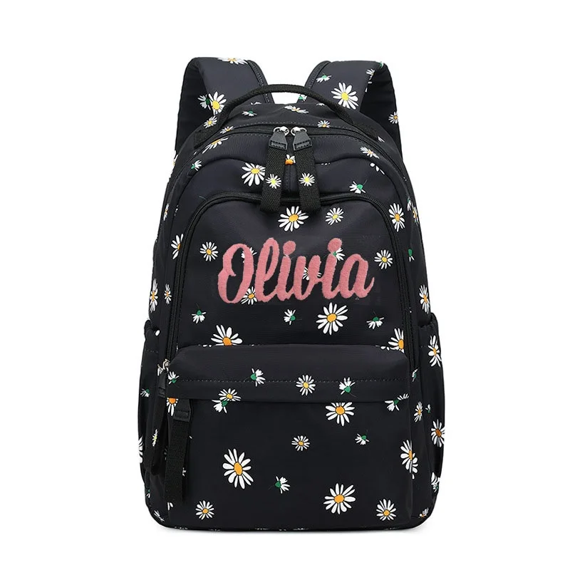 

Personalized Embroidered Floral Daisy Backpack Aesthetic Backpack Large Lightweight Travel Backpack for Women Laptop Backpack