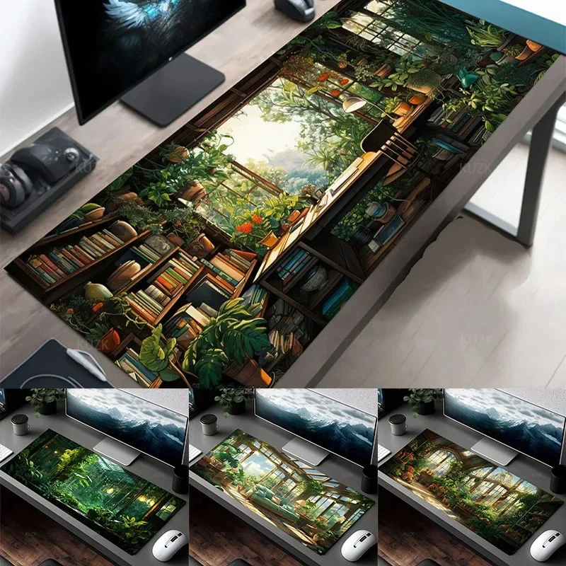 

Эстетичный коврик для мыши с растительным принтом, милый настольный коврик, аниме-коврик для геймеров, офисный коврик для мыши, XXL коврик для клавиатуры, ноутбука, компьютера