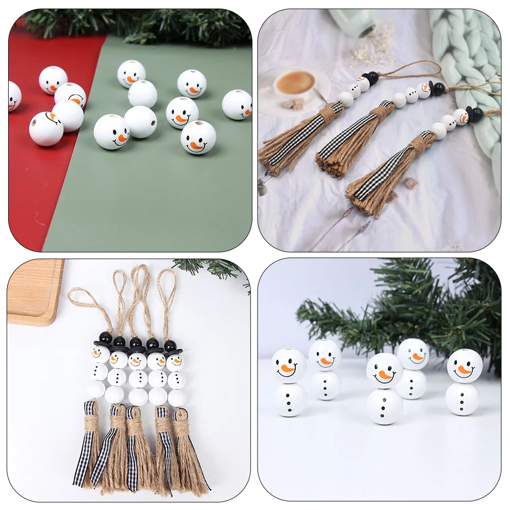

1Set DIY Snowman Pendant Wooden Beads for Xmas Tree Decor Winter Crafts Making Christmas Decorations DIY Snowman Pendant