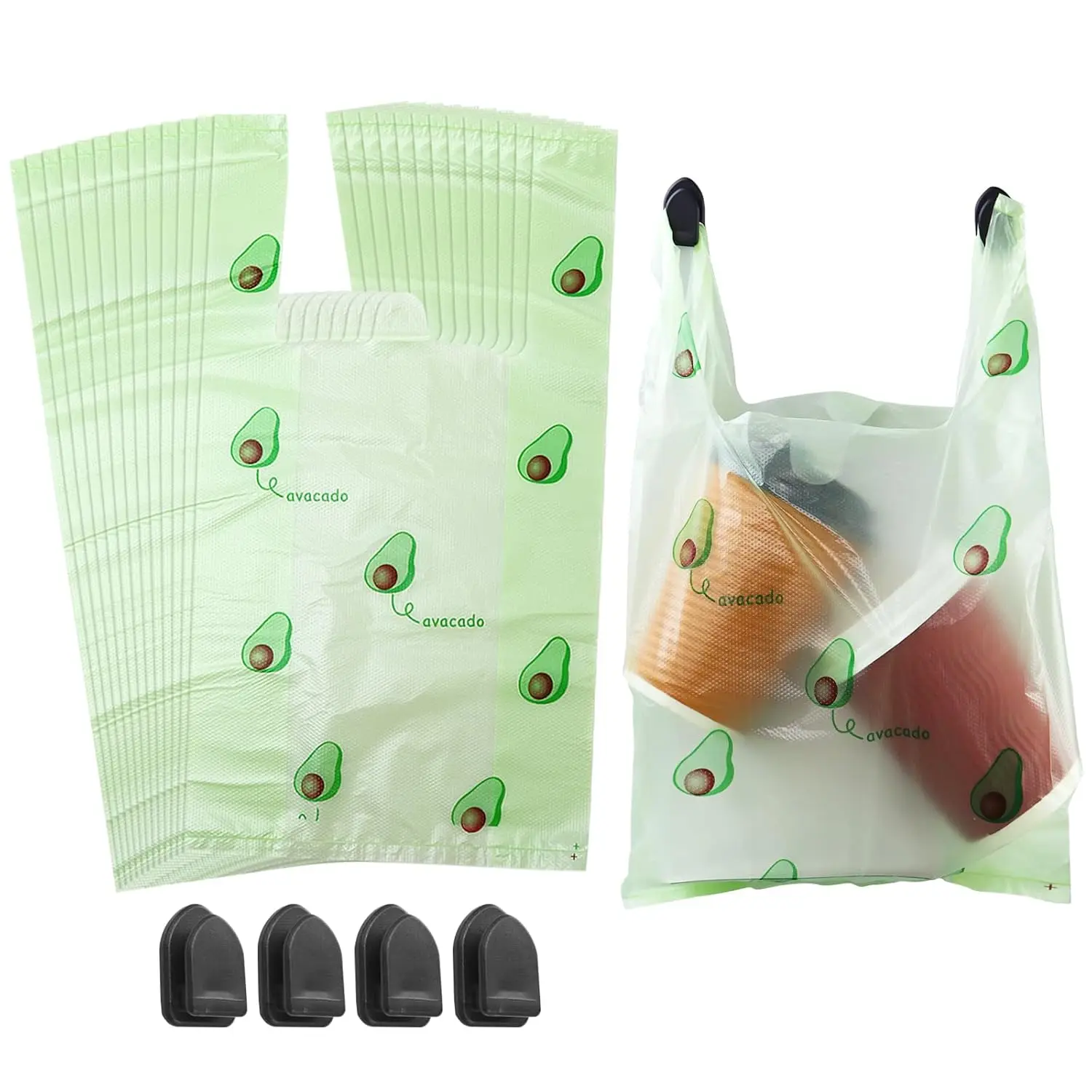 Car Trash Bag, 200-Pack Small Disposable Hanging Bags with 4 Hooks for Car, Kitchen, Bedroom, Office – Green