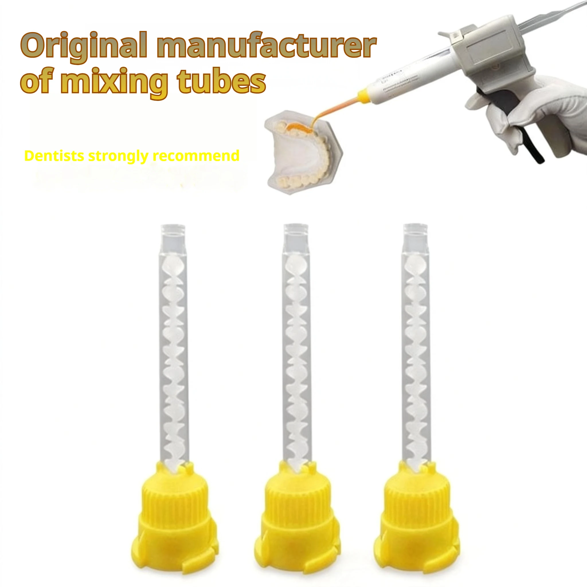 

50 шт. стоматологических смесительных насадок, одноразовые силиконовые резиновые наконечники для оттискных материалов, смесительная трубка и головка для подачи