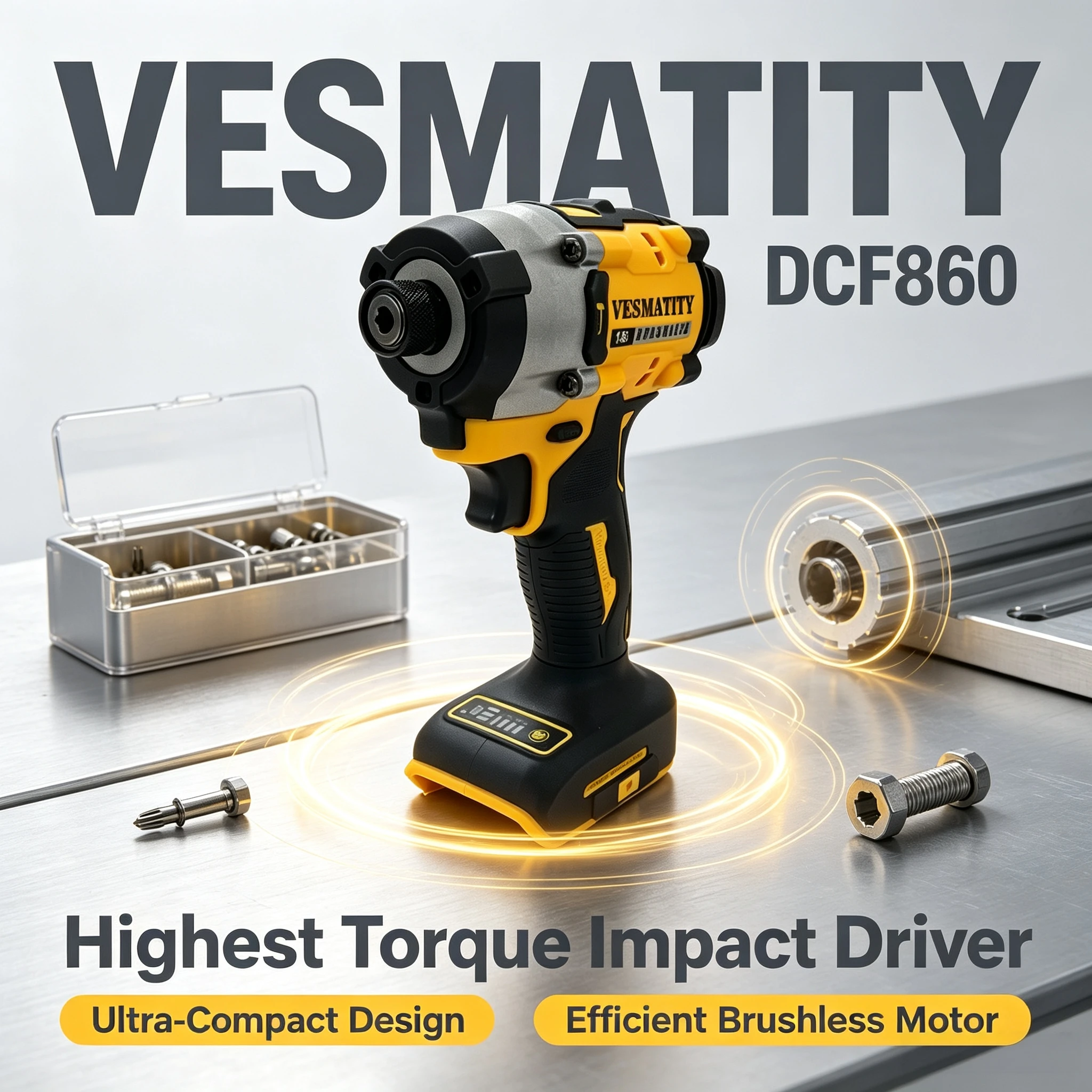 282N.m Vesmatity DCF860 Bürstenloser Schlagschrauber 3800 U/min 4500 IPM 3 Geschwindigkeiten 20V für DeWALT Batterie Max System