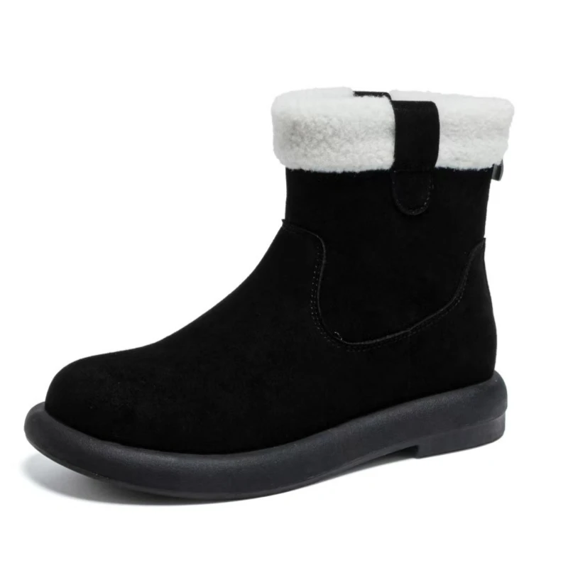 

CICIYANG Women Retro Snow Boots 2025 New Cow Suede Flat Winter Boots Female Non-slip Large Size Ankle Boots Women's Booties