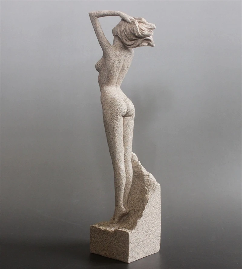 Sandstone Female Body Art Sculpture Handmade Nude Woman Model Statue Sitting Room Craft Studio Decor Bedroom Ornament Present