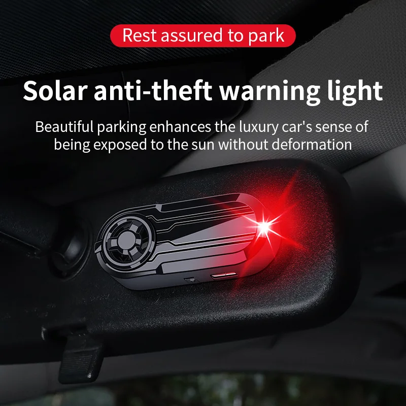2 pcs Small Incense Chip LED Warning Light Car Solar Simulation Anti-Theft Device for Motorcycles Accessories