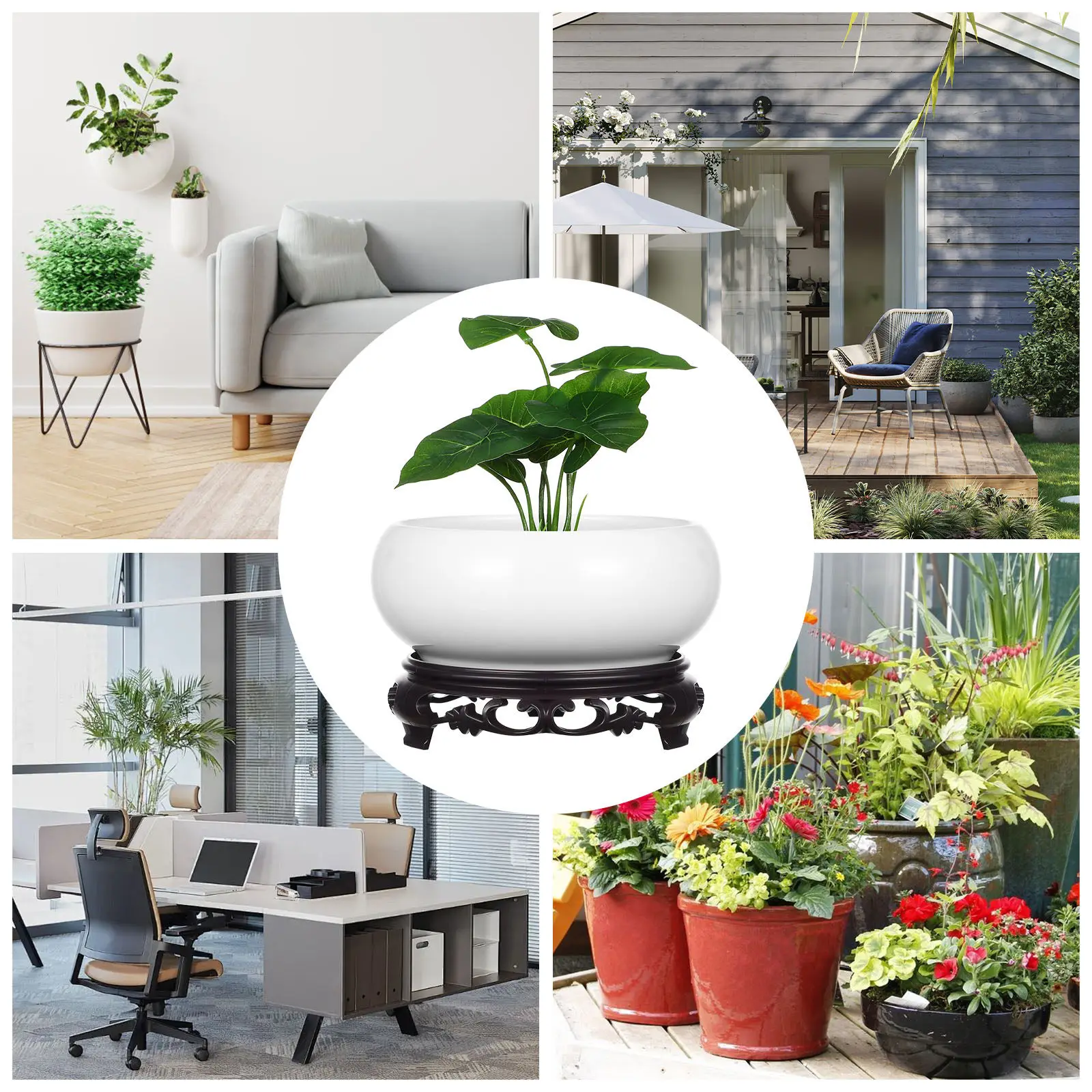 

Набор из 1 сине-белых керамических гидропонных кашпо с устойчивым основанием для декора дома, сада, офиса, гостиной, для цветов