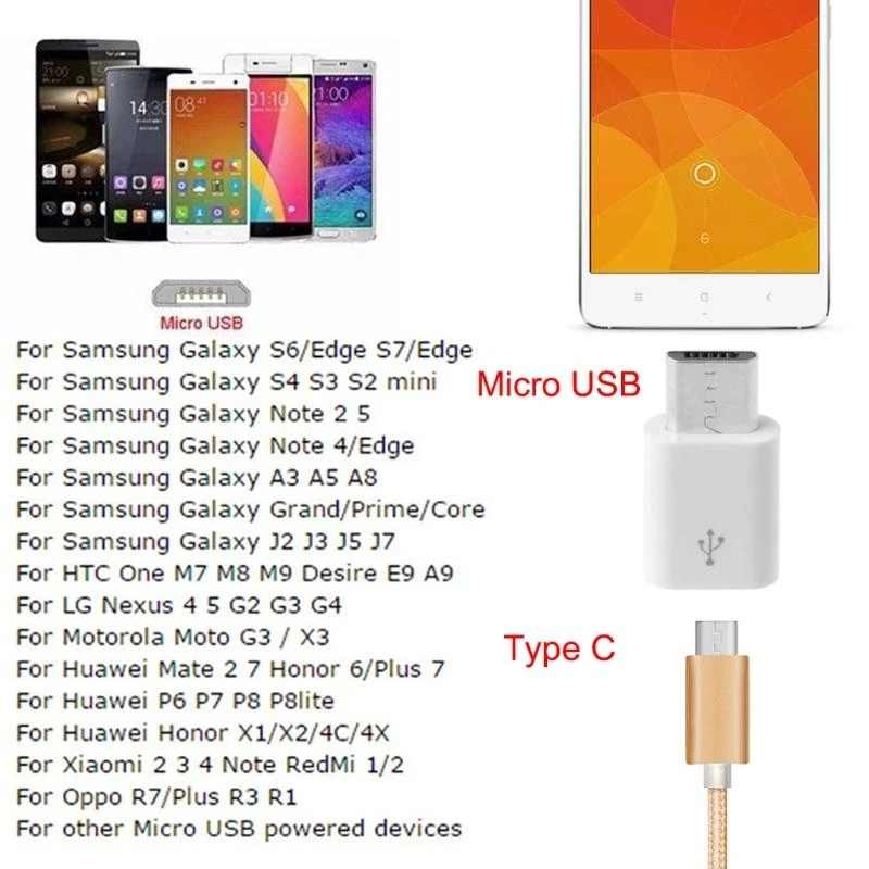 Mini USB C Female to USB Male Adapter,Type C to Micro USB Cable Adapter