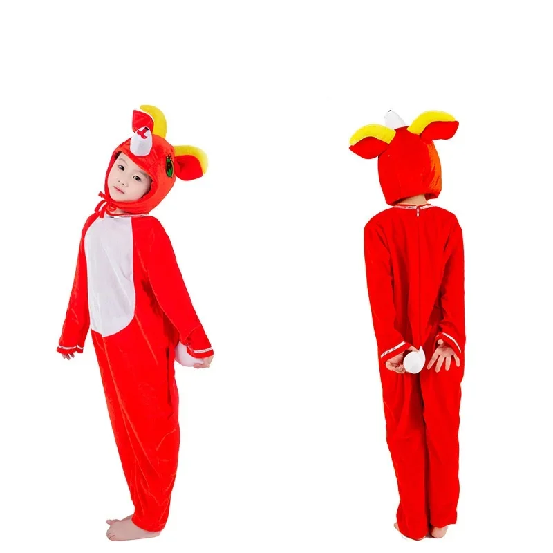 Children's Cartoon Animal Cosplay Costumes Cute Lamb Children's Animal Performance Costume Halloween Party Cosplay Jumpsuit