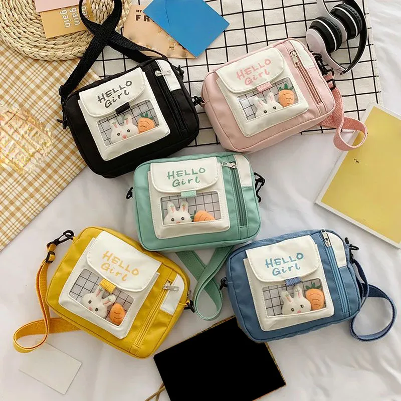 Crossbody Female 2023 New Cute Girl Canvas Student Korean Version One-shoulder Small Square Bag Multifunctional All-match Cross