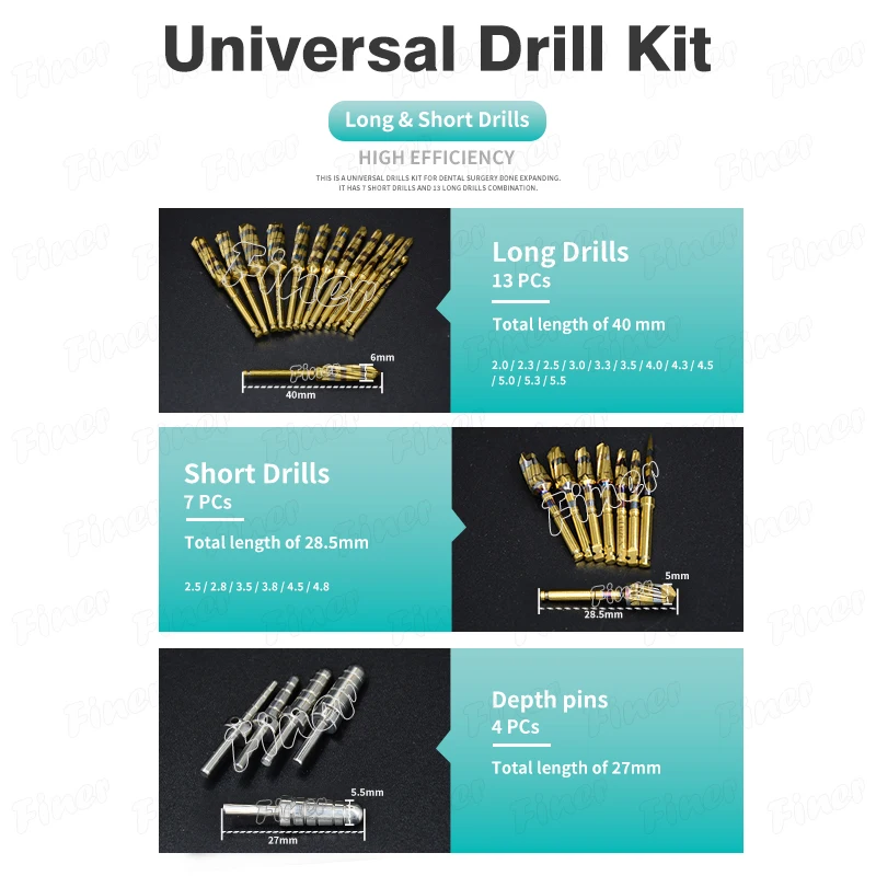 24pcs Osseodensification Burs Kit Dental Implant Drills Universal Guided Surgery System Bur Ridge Expansion Alveolotomy