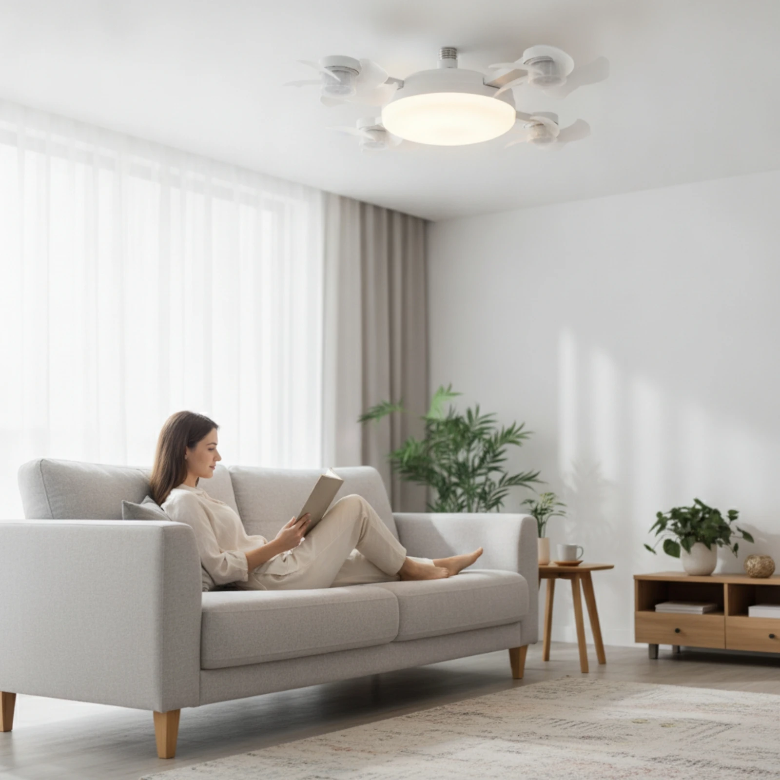 Ceiling Fan Light with Wireless Control Screw Base Fan Light with Wireless Control Fixture Quiet Low-Noise for Bedroom