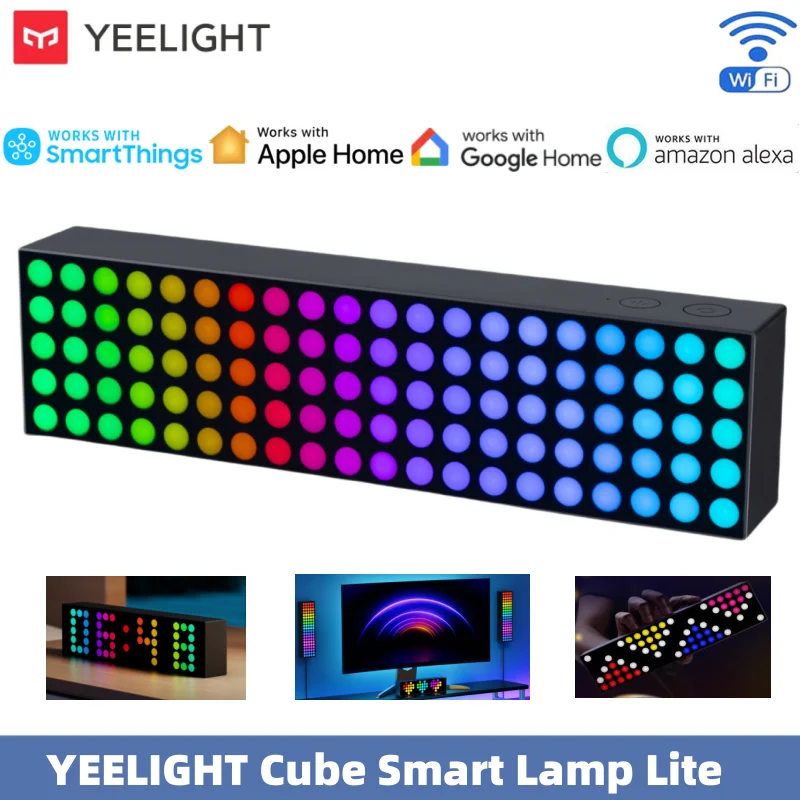 Yeelight Cube Smart Light Lite RGB Dynamic Light Smart Light Preset Clock Letter Emoji Voice Control for Apple Home Google alexa