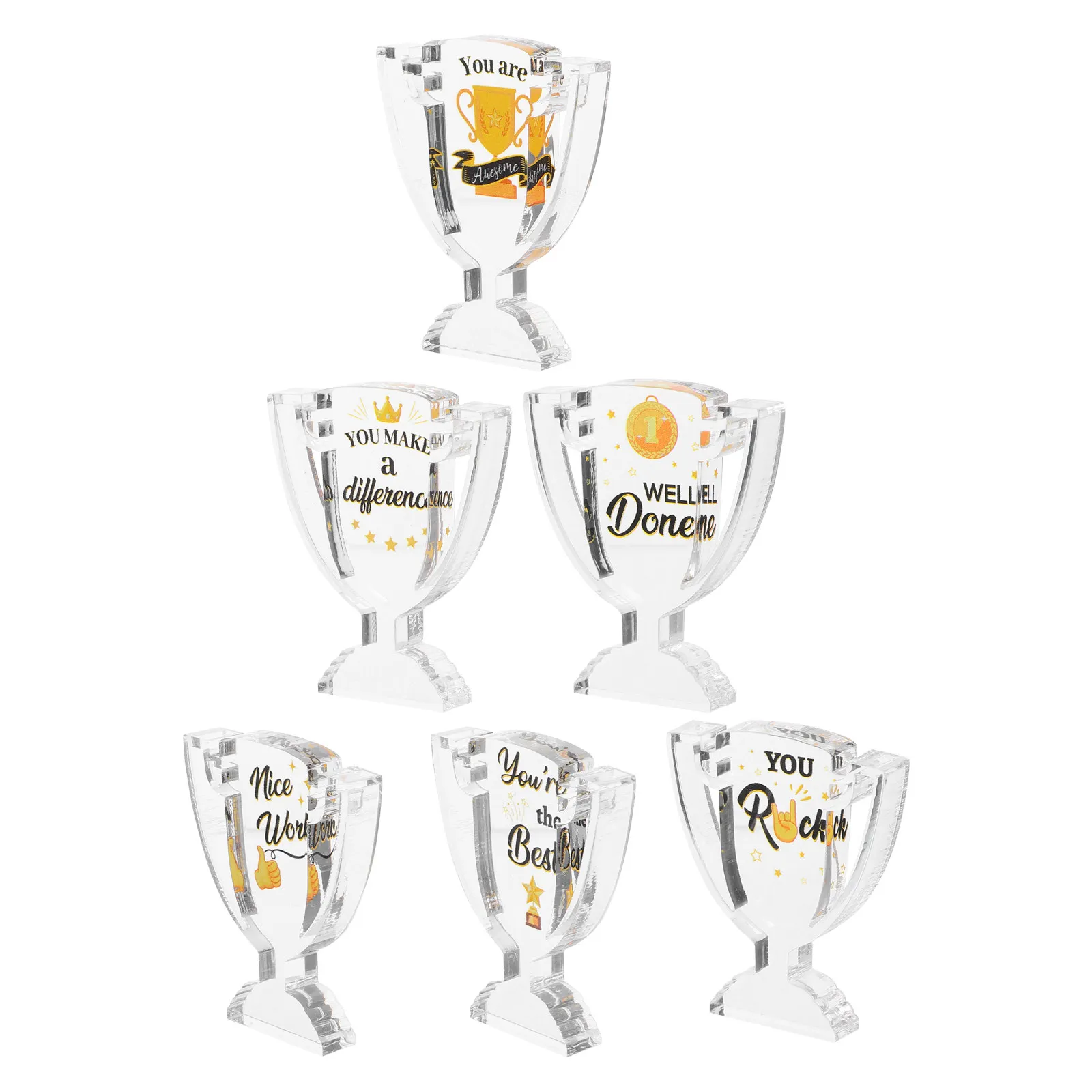 

6Pcs Mini Acrylic Thank You Trophies Clear Elegant Recognition Awards for Employees Students Teachers Office Desk Bookshelf Wall