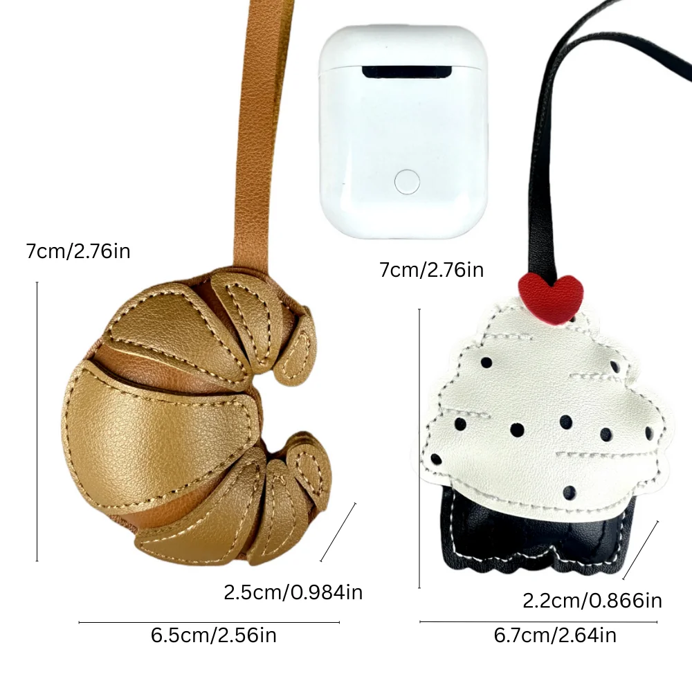 พวงกุญแจ/จี้กระเป๋าหนัง PU รูปขนมหวานจิ๋วสุดน่ารัก - ขนมปังขิง/คัพเค้ก/ครัวซองต์ - ของขวัญ/เครื่องประดับสุดพิเศษไม่ซ้ำใคร