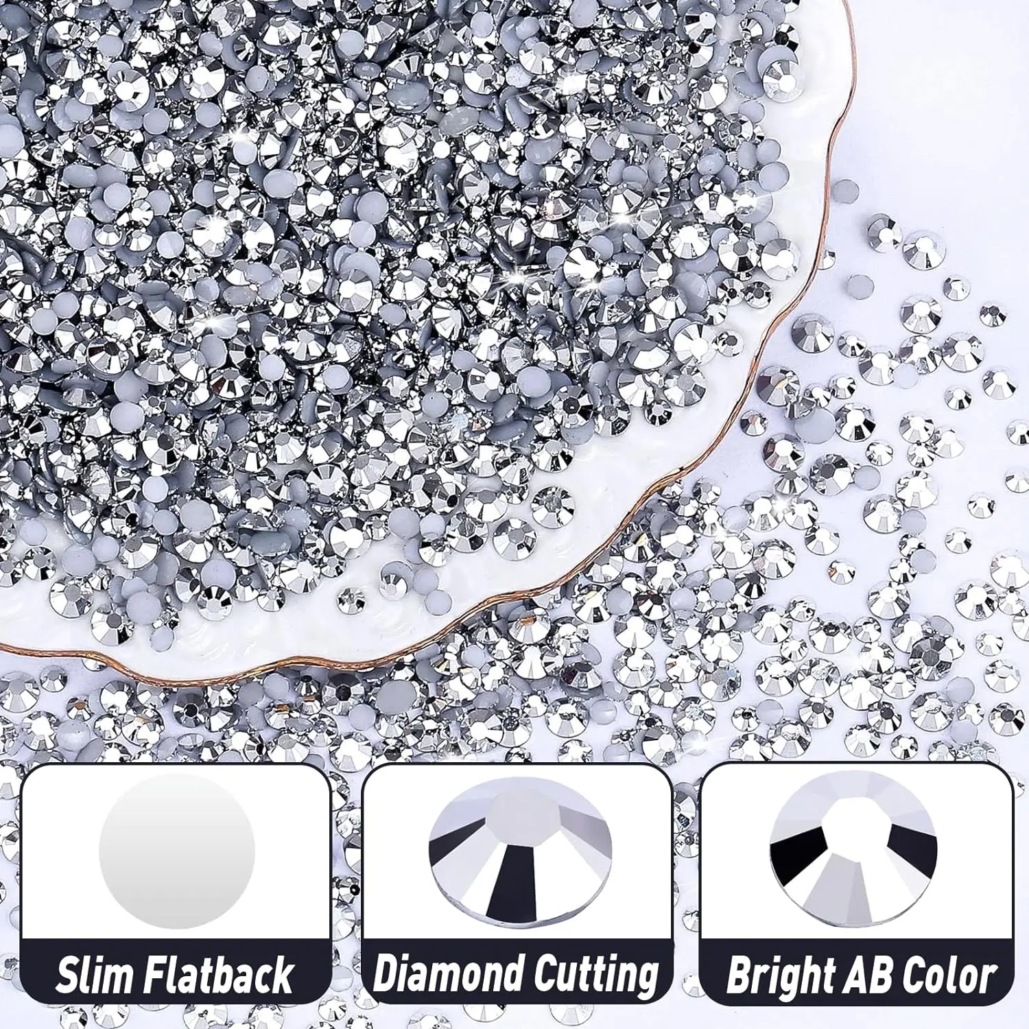 Silberne Flatback-Harz-Jelly-Strass-Steine 2mm 3mm 4mm 5mm 6mm – Künstliche Edelsteinperlen für Bastelarbeiten, DIY-Nagelkunst und Charms-Zubehör – Detail 4