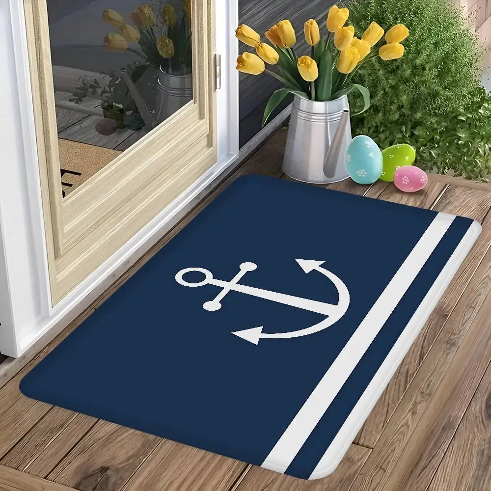 Nautische Anker-Bodenmatte, rutschfeste Wäscheraummatte, Wäscherei-Dekoration, Balkon, Kinder-Wohnzimmer, Nachttischmatten