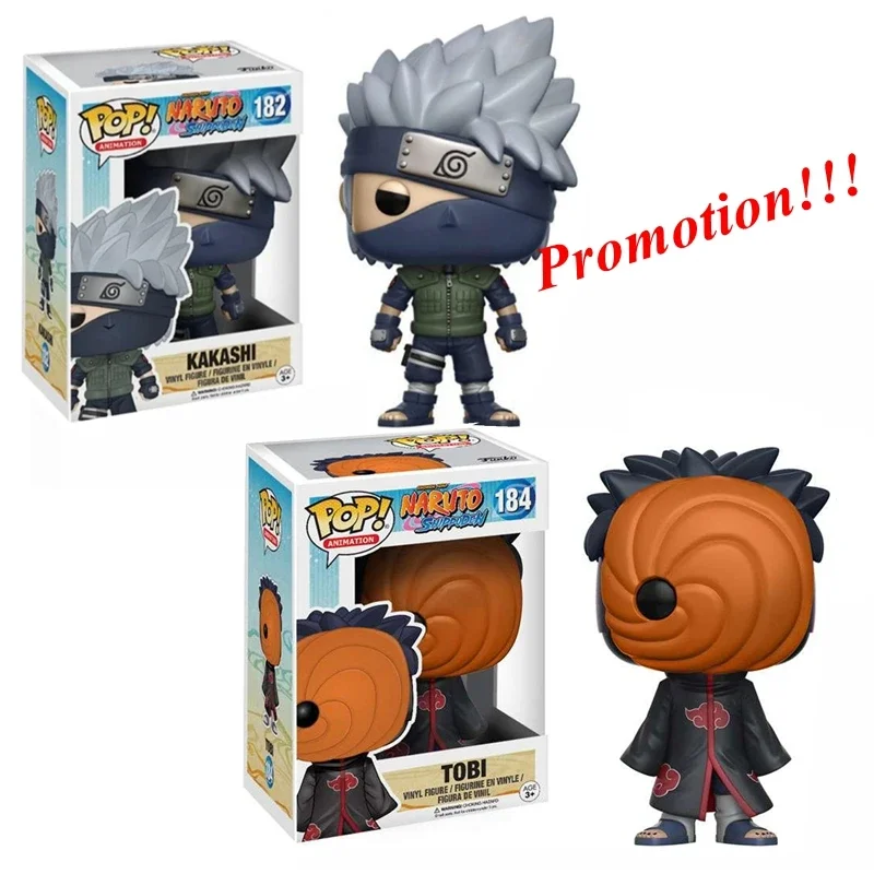 FUNKO POP El más nuevo NARUTO TOBI 184 #   ENVÍO KAKASHI # 182 Figuras de acción Colección de vinilo Modelo Juguetes para niños Regalos