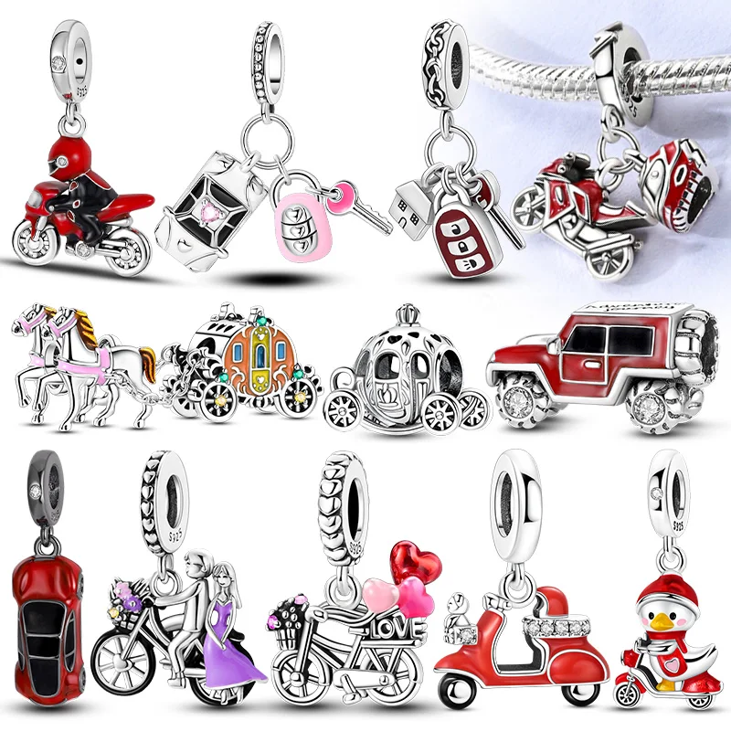 

Charm Bead Original 925 Sterling Silve Car Key Motorcycle Bicycle Pumpkin Car Pendant Fit Bracelet Charm DIY Women Jewelry Gifts