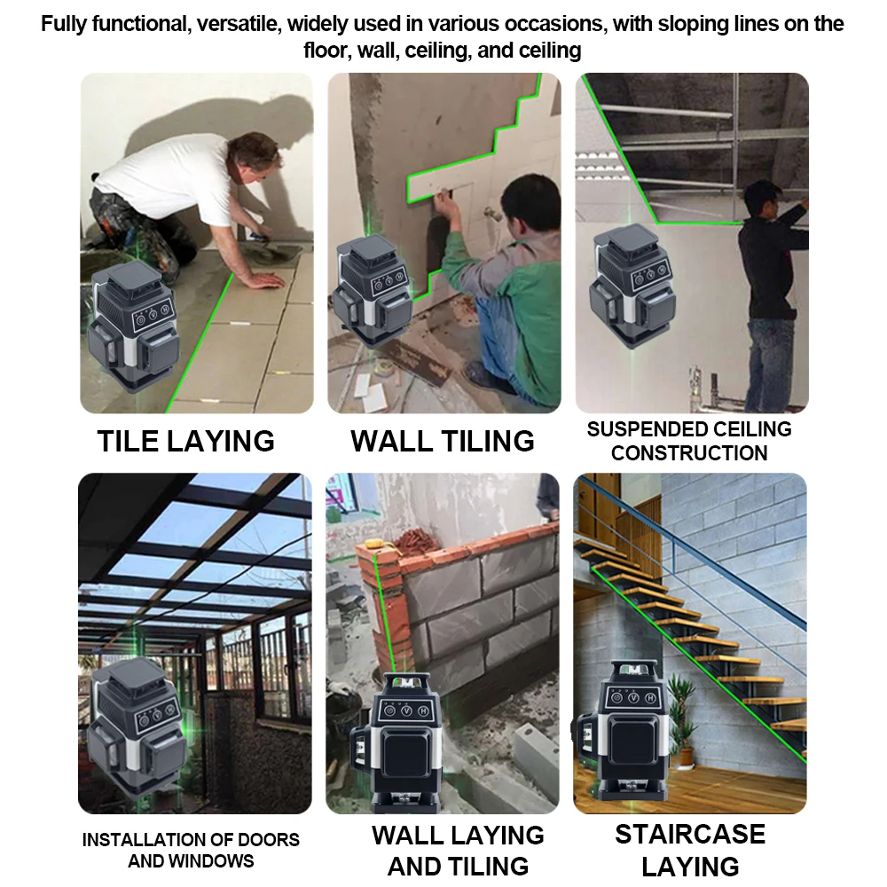 3D Mini Laser Level 12 Lines Red Lines 360 Self-Leveling Horizontal Vertical With Remote Control  Beams Green Laser Level ﻿