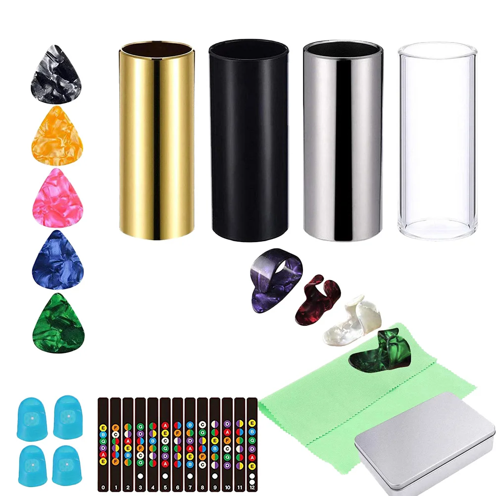 21 قطعة مجموعة أصابع الجيتار الشرائح المعدنية الإبهام يختار متفوقة الحفاظ على نغمة ممتازة واضحة مشرق تخزين الصوت وشملت