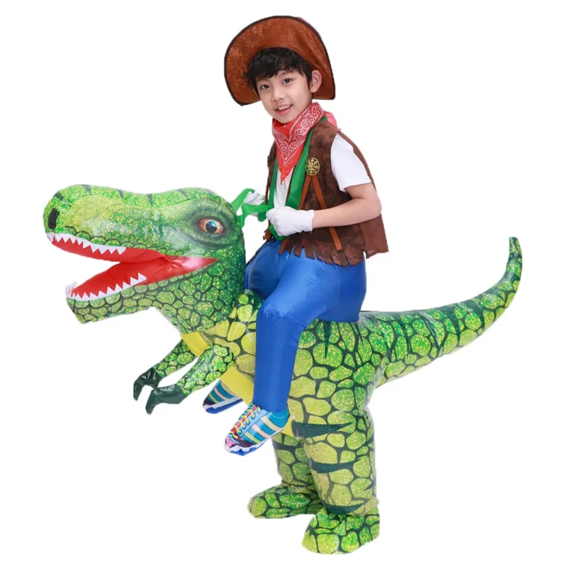 Costume Gonflable de Dinosaure T Rex pour Enfant, Cosplay de Cowboy, Tenue d'Halloween, Vêtement Gonflé de Pourim, Impression 3D, JS