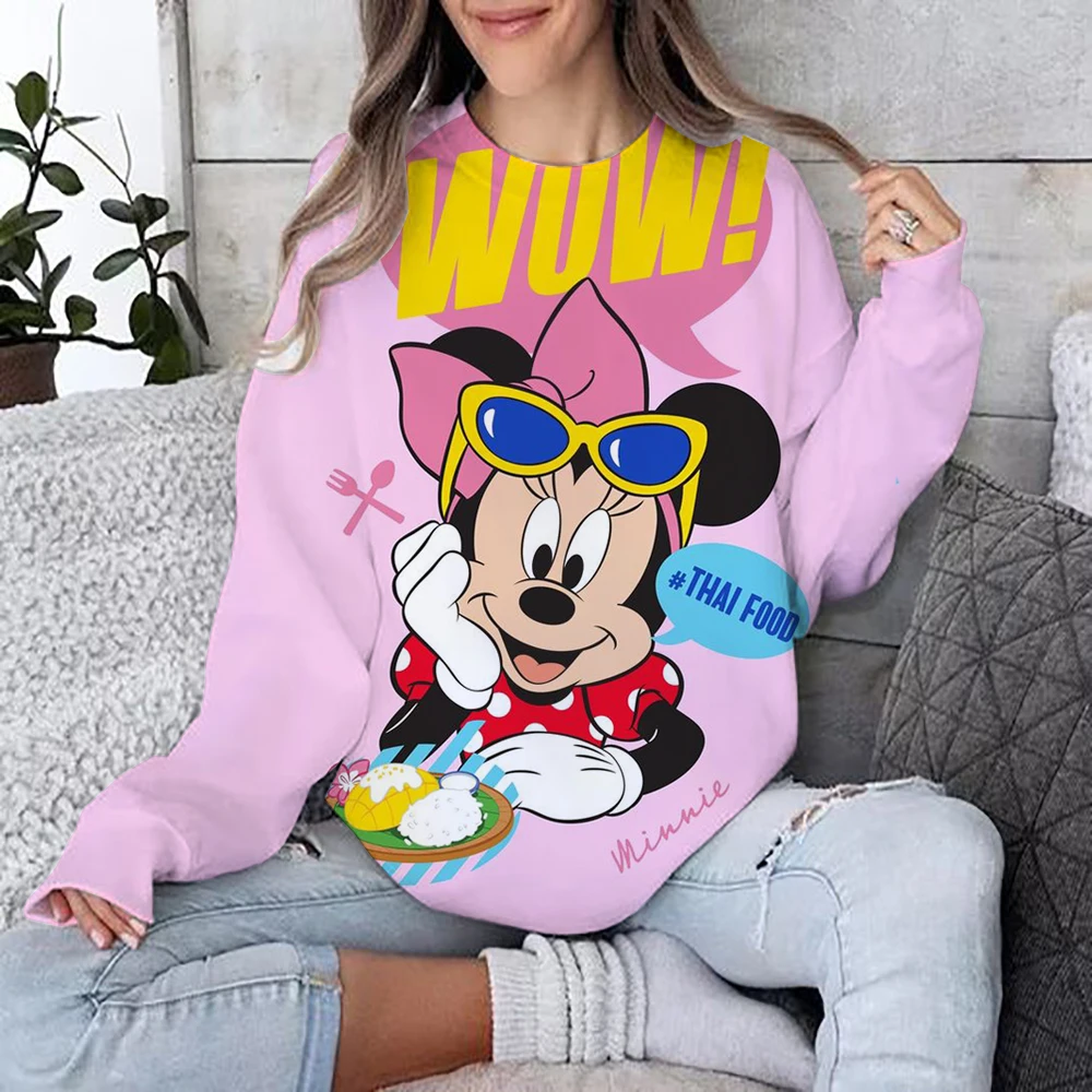 Disney Mickey Mouse Women\'s Sweatshirt Autumn Large Hoodie Kawaii Fashion Sudaderas Y2k Clothing Large Hoodie