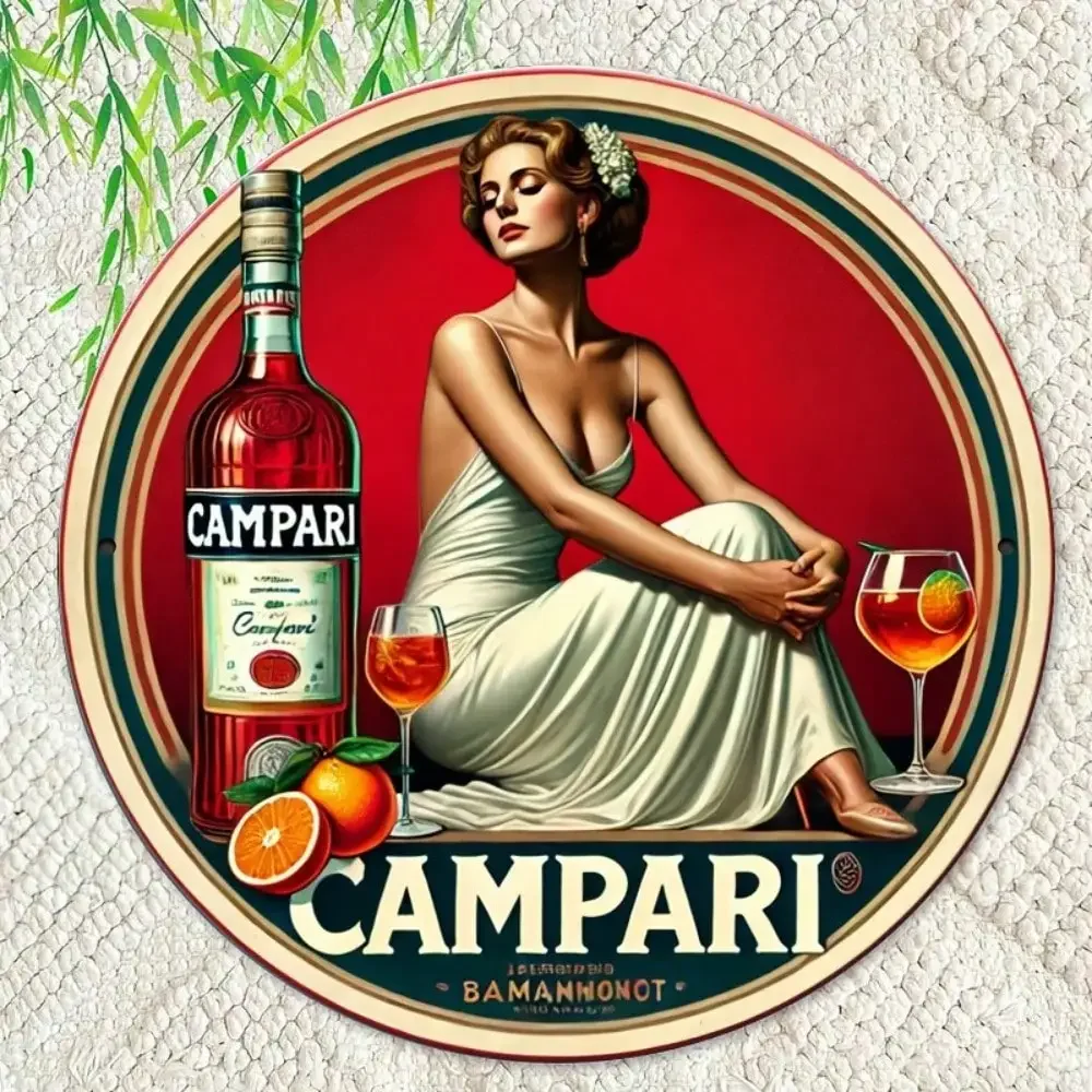 Campari معدن القصدير تسجيل الرجعية جدار ديكور كلاسيكي خمر الألومنيوم بار مقهى