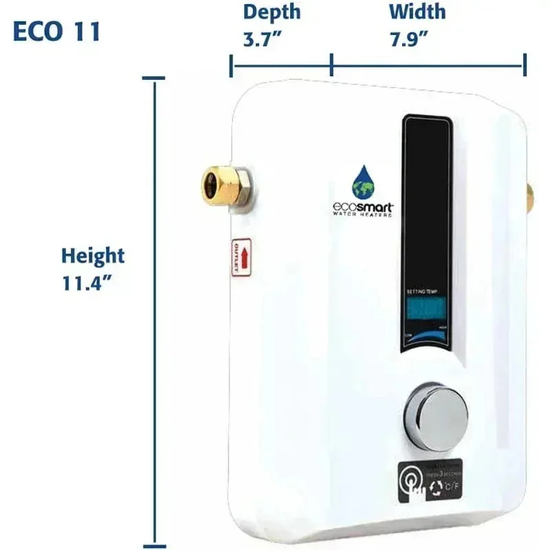 سخان مياه كهربائي PMD4-EcoSmart PMD4-O 11 بدون خزان، 13 كيلو وات في 240 فولت مع تقنية التعديل الذاتي حاصلة على براءة اختراع،