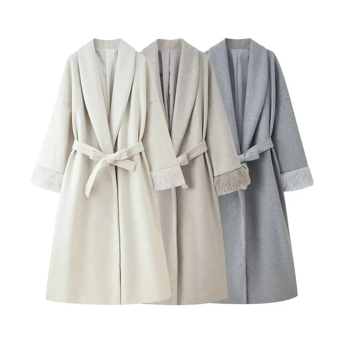 

Double-Sided Wool Coat For Women 2025 New Autumn And Winter Fox Fur Cuffs Cashmere Overseas Rich Family Style