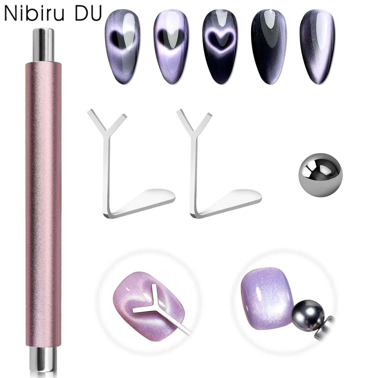 4 stücke Doppel-Kopf Nägel Cat Eye Starke Magnet Kit Kaninchen Blume Nail art Magnetische Stift für Gel polnischen Maniküre DIY Salon Werkzeuge