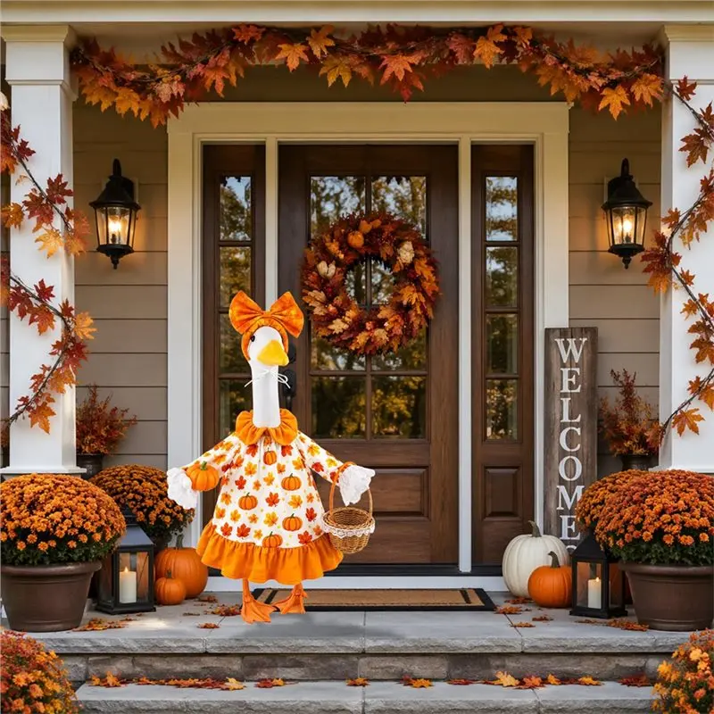 WCS-Fall Porch Goose Outfit Pumpkin Dress Goose Costume For Outdoor Decor For 23
