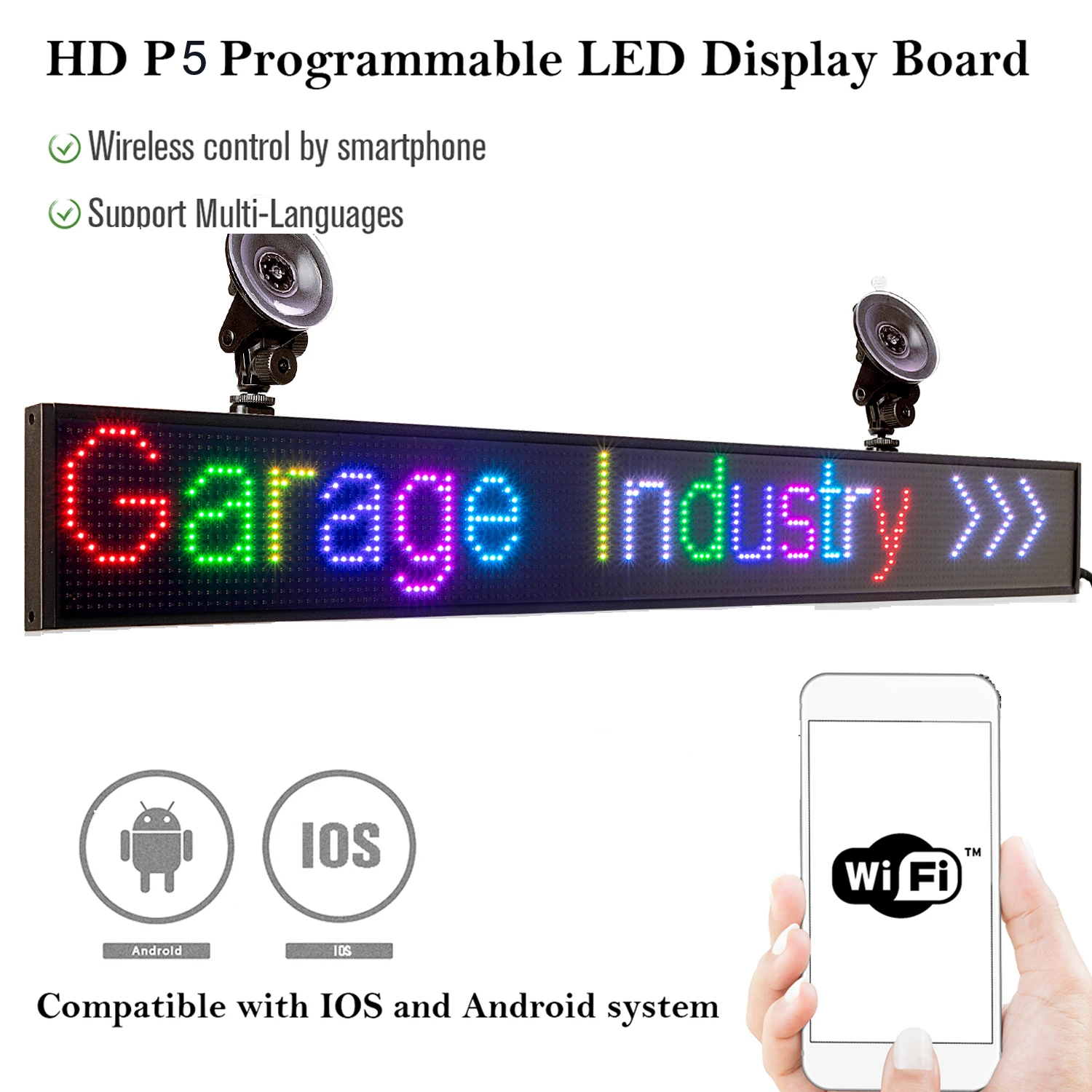 P5 82cm 12V Car Sign Full Color Car LED Display Board Indoor Programmable Scrolling Text Message Advertising Screen SMD2121