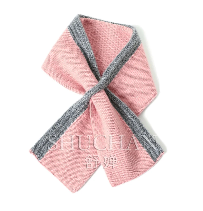 Bufanda de cachemira pura para hombres y mujeres, bufanda de punto perforada cruzada a juego de colores para otoño e invierno