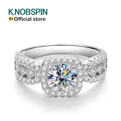 KNOBSPIN 1ct D Color Moissanite Ring for Women GRA Certified Lab Diamond Engagement Wedding Band 925 Sterling Silver Luxury Ring