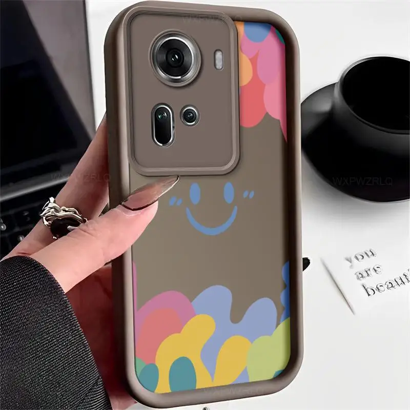 Cartoon Smiley Face Phone Case For OPPO Reno11 Reno 11 F Pro Graffiti All Inclusive Shock-absorbing Silicone Soft Back Cover