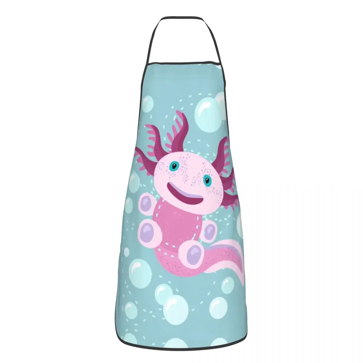 The Bubbles And Axolotl Funny Apron Women Men Cartoon Salamander Adult Unisex Kitchen Chef Bib Tablier Cuisine Cooking Baking