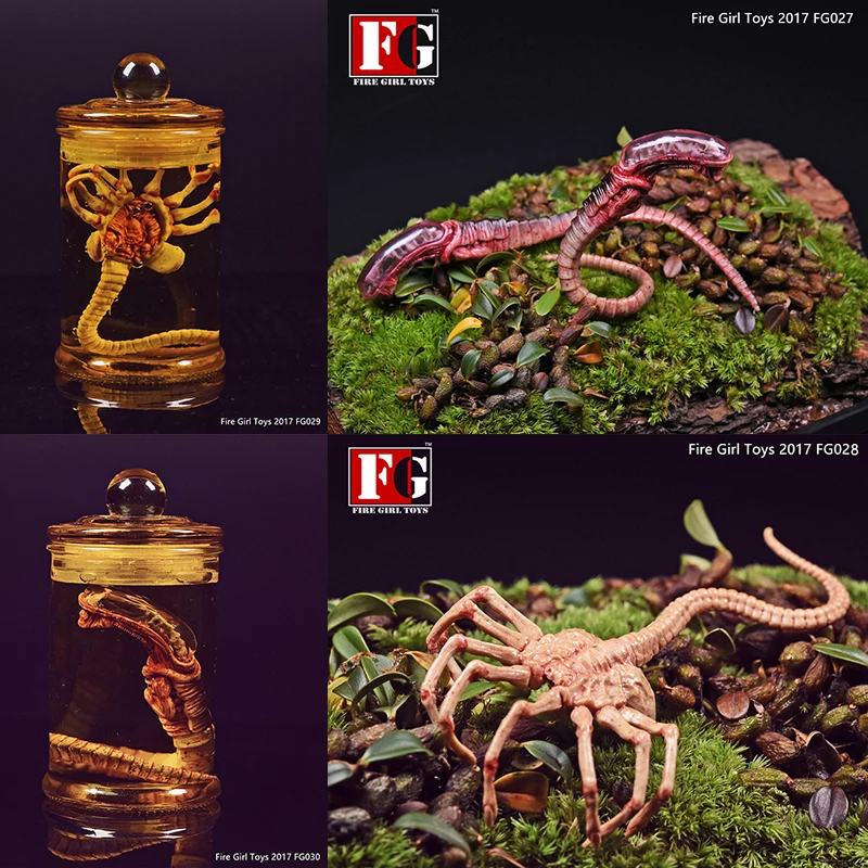 

1/6 Scapredator Alien Predator Alien Larva Face Bug Culture Tank Set Facehugger Set Chestburster Model for 12" Action Figure Toy