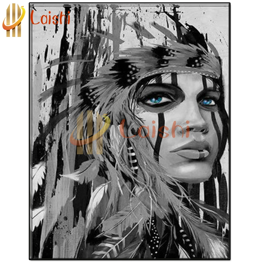 

diamond embroidery Black and white art, Indian woman full square round drill diamond painting diy diamond mosaic home decoration