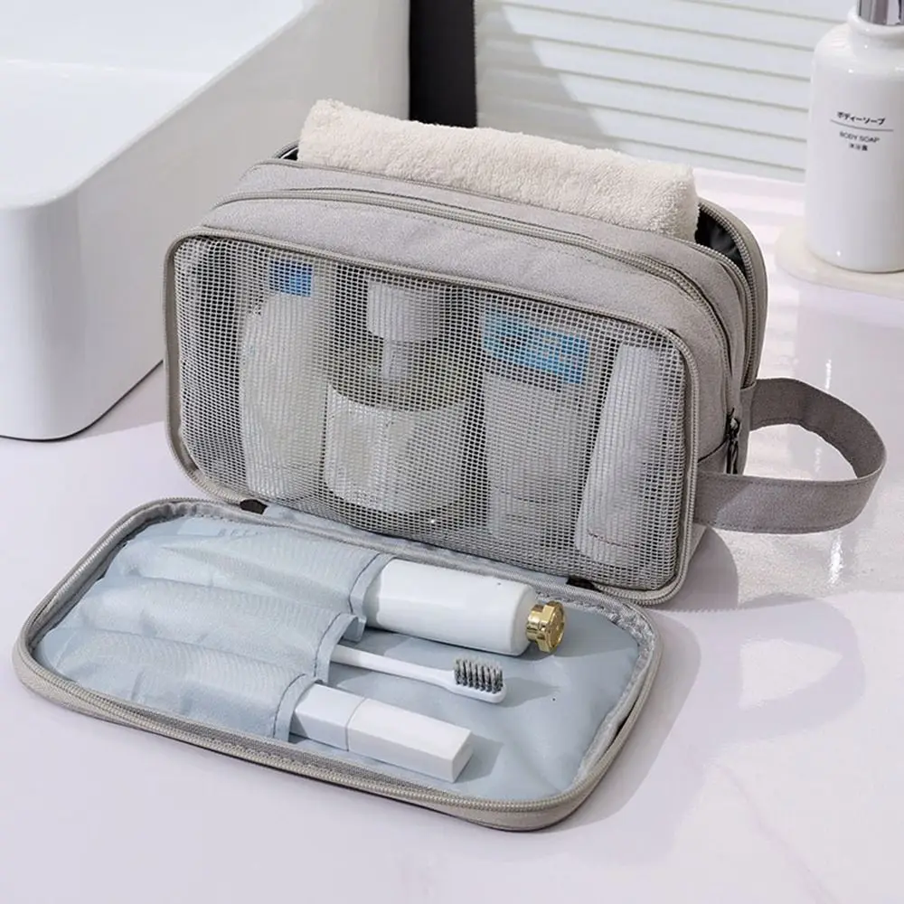 Portable Dry Wet Separation Travel Cosmetic Bag Large Capacity Handheld Wash Toiletry Bag Dustproof Travel Makeup Bag Women/Men