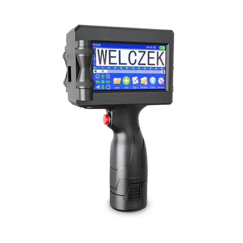 Handheld Inkjet Printer Gun 4.3" Touch Screen 42ml Quick Dry Ink Portable Coding Machine for Date Barcode QR Code Batch Number on Box Plastic Metal Wood